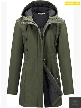 Lightweight Waterproof Fleece Lined Hooded Softshell Rain Jacket Windbreaker